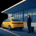 Illustration d’un taxi réservé à l’avance pour Orly, avec une prise en charge lisible et rassurante. L’image évoque un trajet fluide, sans attente et sans stress malgré un contexte de circulation incertain.